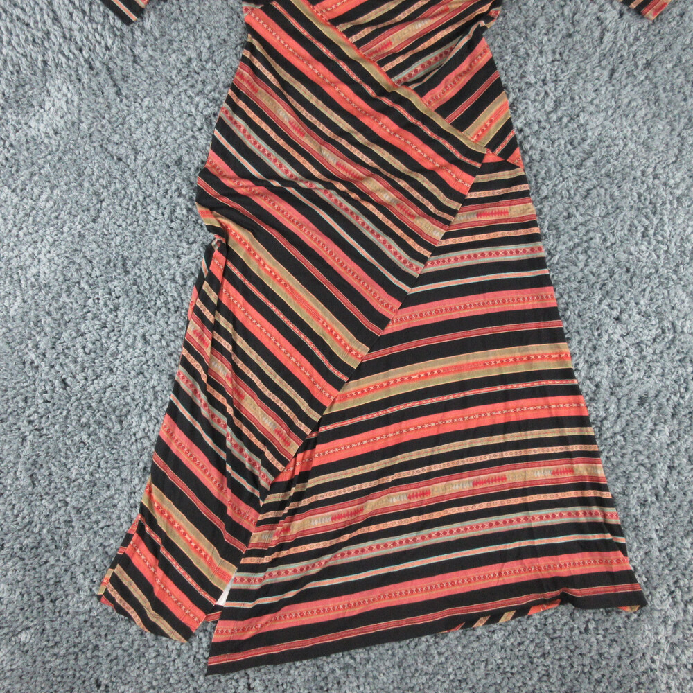 Peruvian Connection Dress Womens Medium Black Orange Coral Antiplano Stripe NWT - Picture 3 of 16